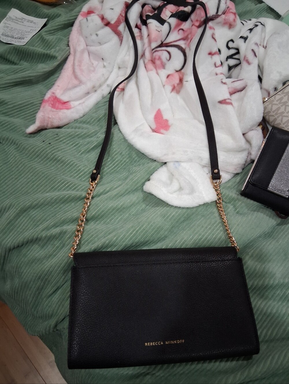 Rebecca Minkoff Black Pebbled Leather Crossbody with Gold Chain Strap - Picture 7 of 7